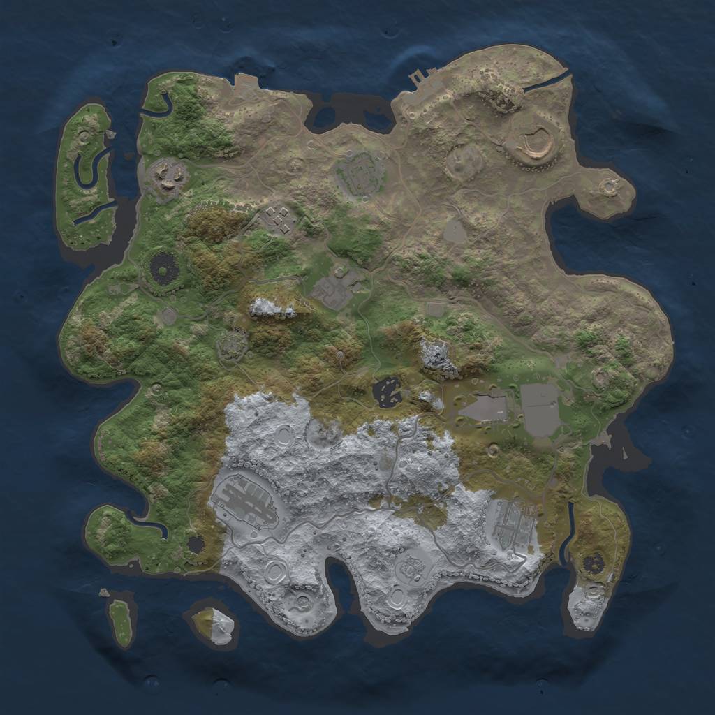 Rust Map: Procedural Map, Size: 3500, Seed: 530583930, 16 Monuments