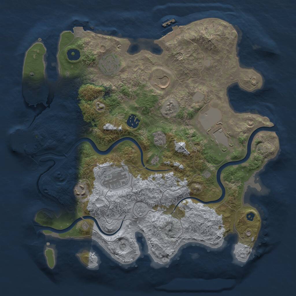 Rust Map: Procedural Map, Size: 3500, Seed: 530583930, 13 Monuments