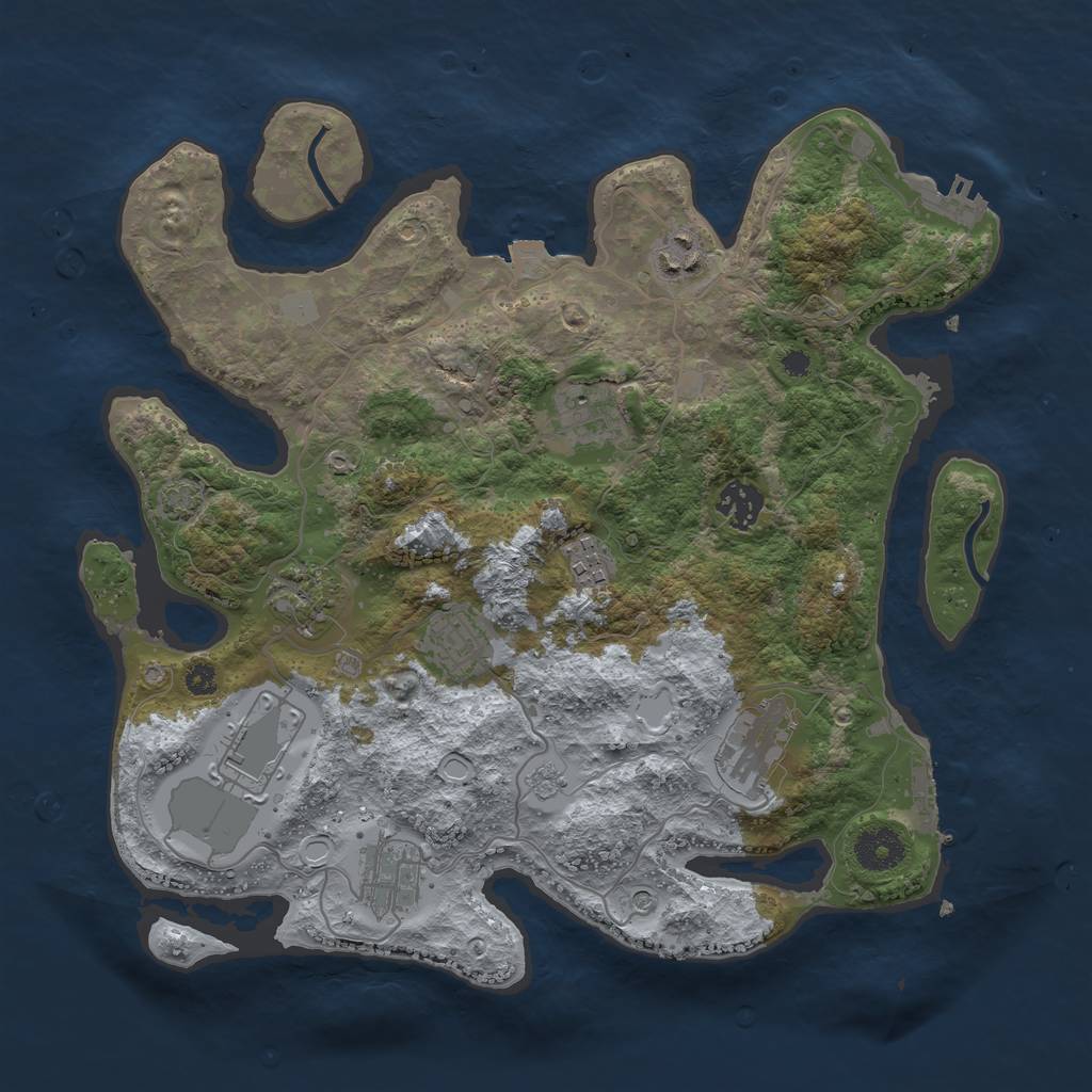 Rust Map: Procedural Map, Size: 3500, Seed: 2041972014, 17 Monuments