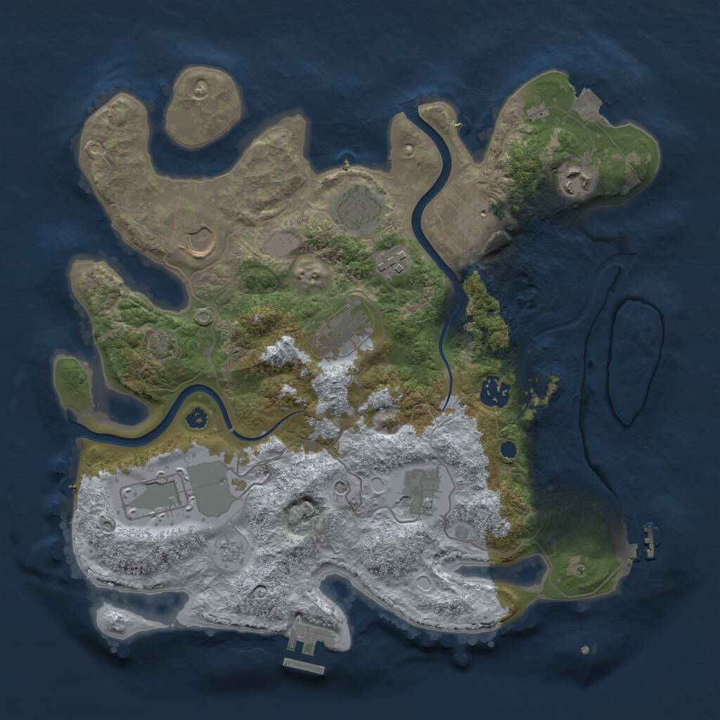 Rust Map: Procedural Map, Size: 3500, Seed: 2041972014, 15 Monuments
