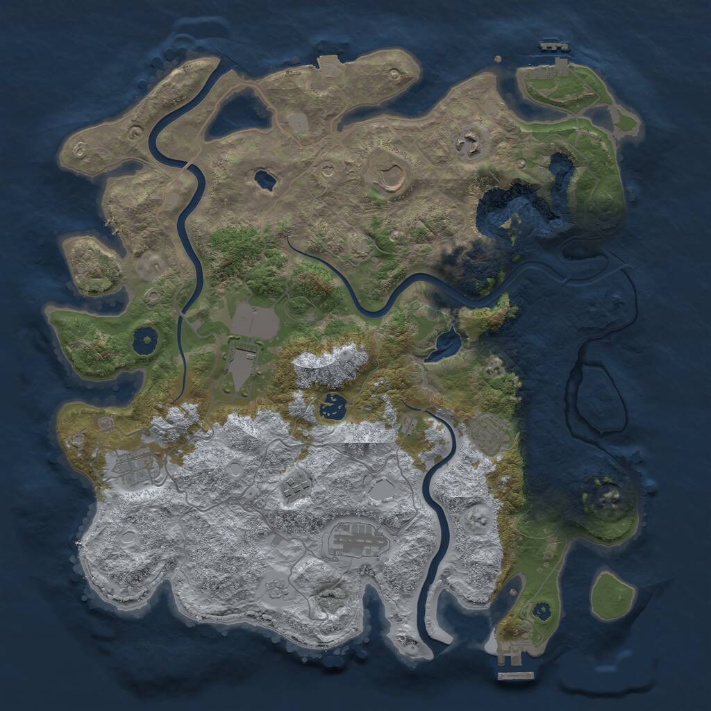 Rust Map: Procedural Map, Size: 4000, Seed: 641155839, 14 Monuments