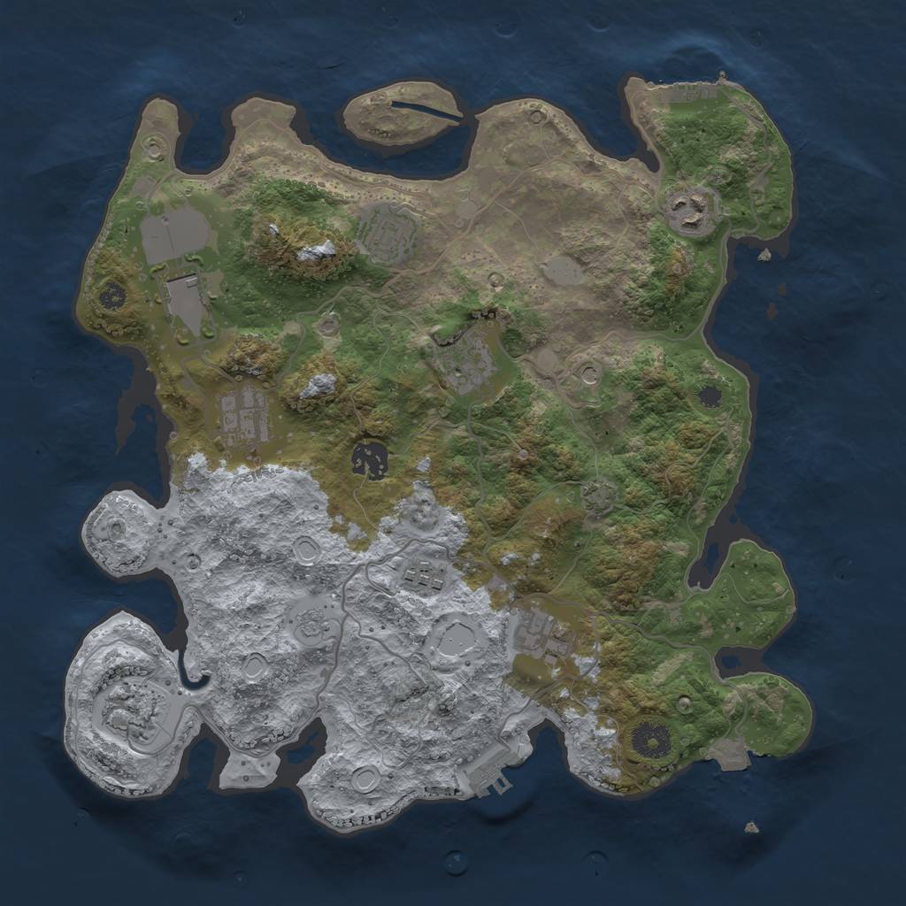 Rust Map: Procedural Map, Size: 3500, Seed: 30069540, 17 Monuments