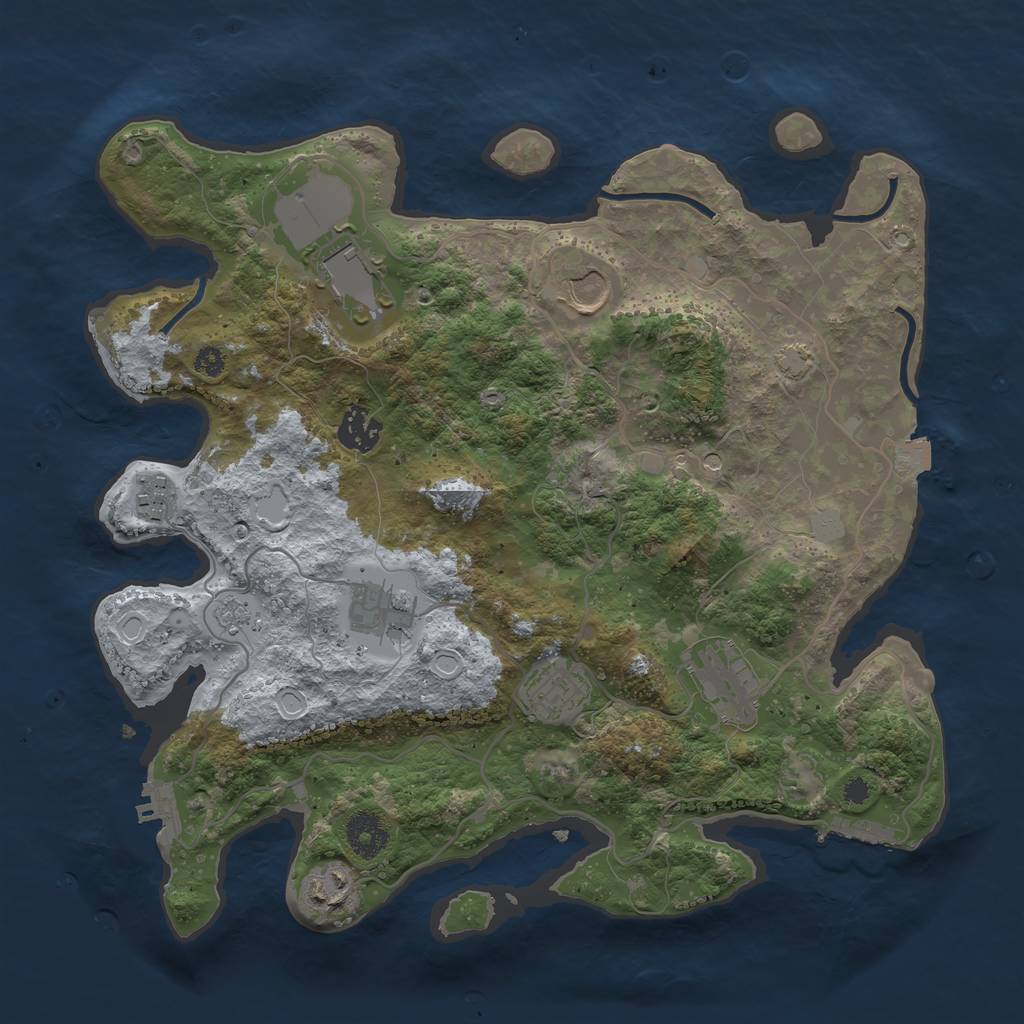 Rust Map: Procedural Map, Size: 3500, Seed: 122419604, 16 Monuments
