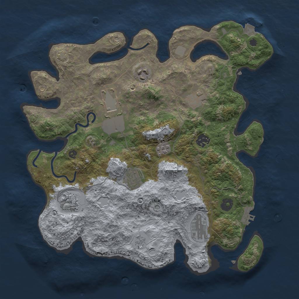 Rust Map: Procedural Map, Size: 3500, Seed: 641155839, 15 Monuments