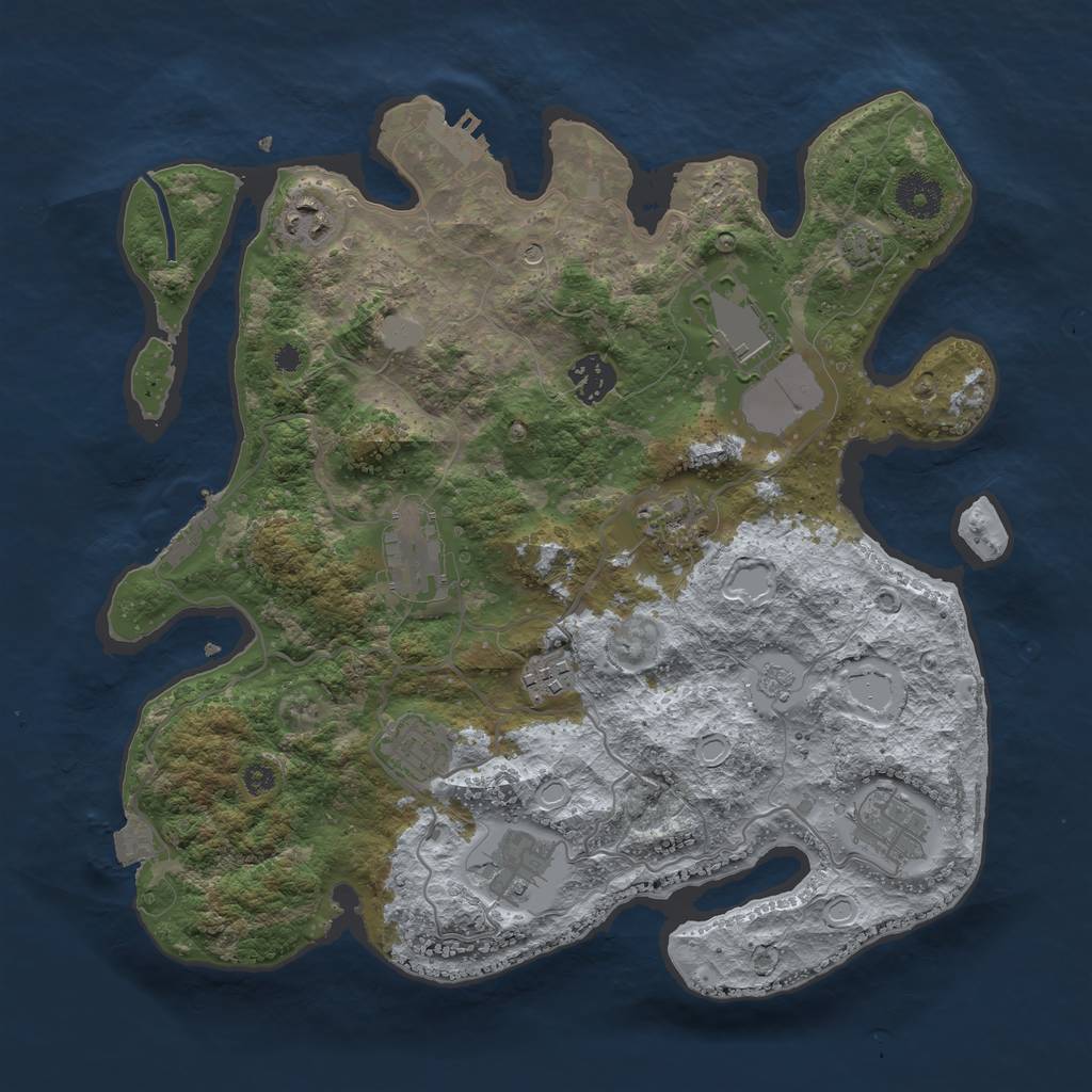 Rust Map: Procedural Map, Size: 3500, Seed: 926980850, 17 Monuments