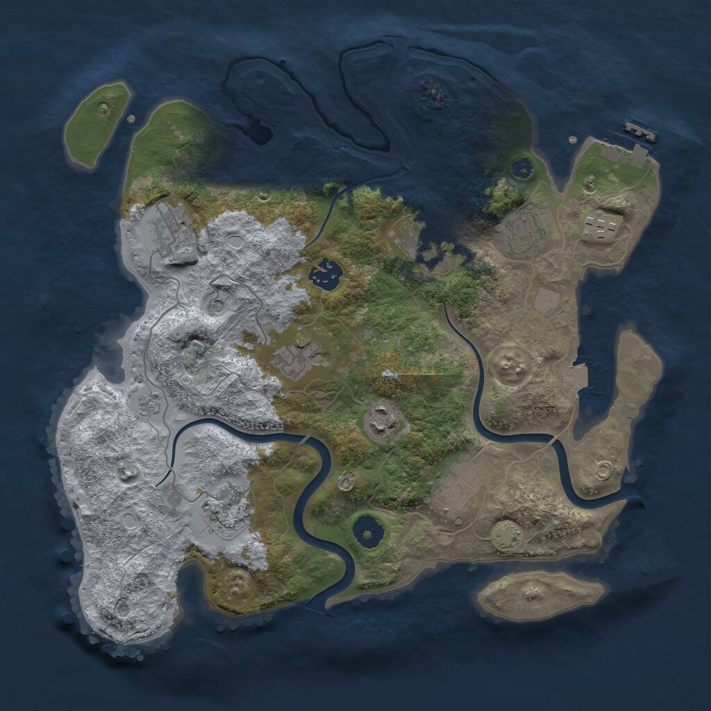 Rust Map: Procedural Map, Size: 3450, Seed: 77940228, 14 Monuments