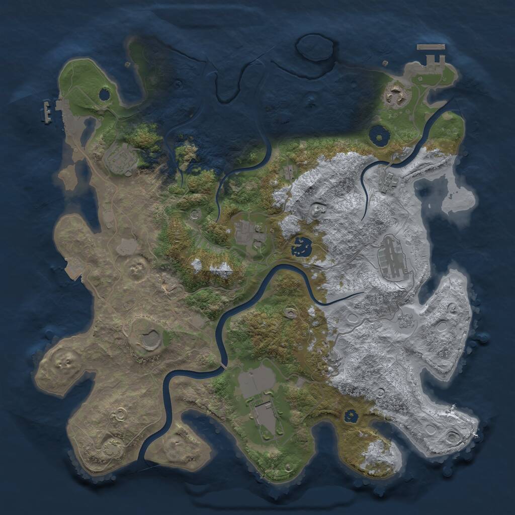 Rust Map: Procedural Map, Size: 3700, Seed: 1692138183, 15 Monuments