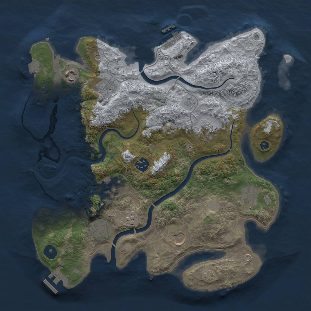 Rust Map: Procedural Map, Size: 3500, Seed: 954208457, 15 Monuments