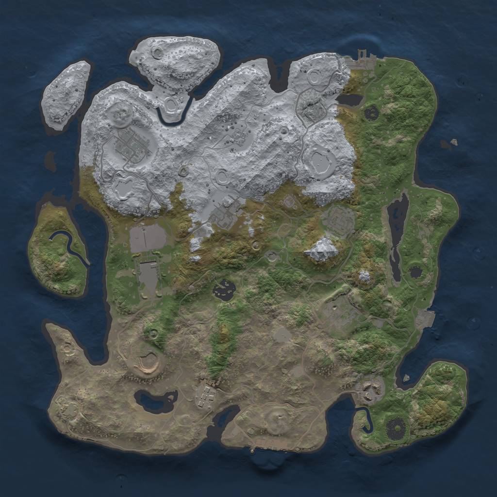 Rust Map: Procedural Map, Size: 3500, Seed: 774062986, 17 Monuments