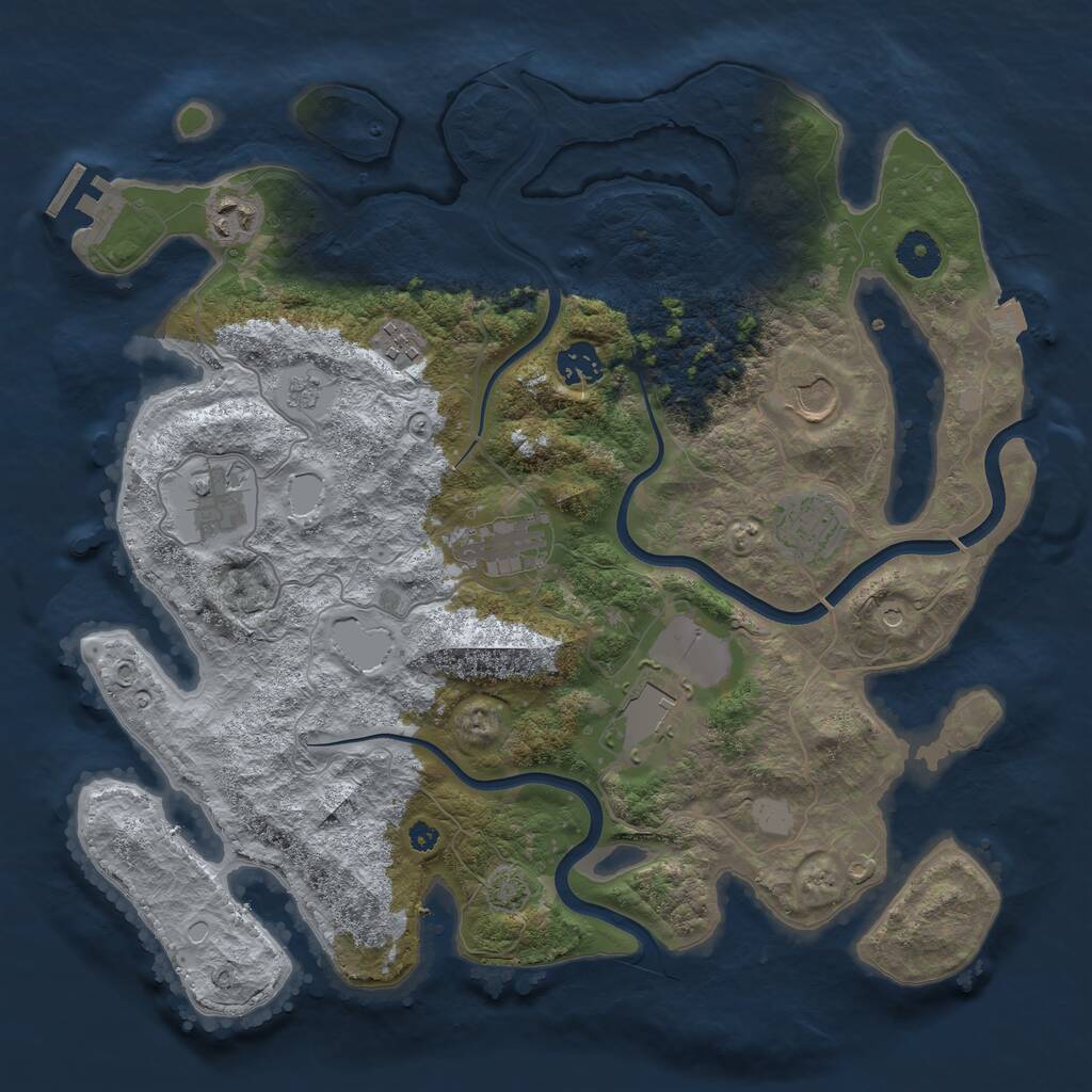 Rust Map: Procedural Map, Size: 3700, Seed: 1089060780, 13 Monuments