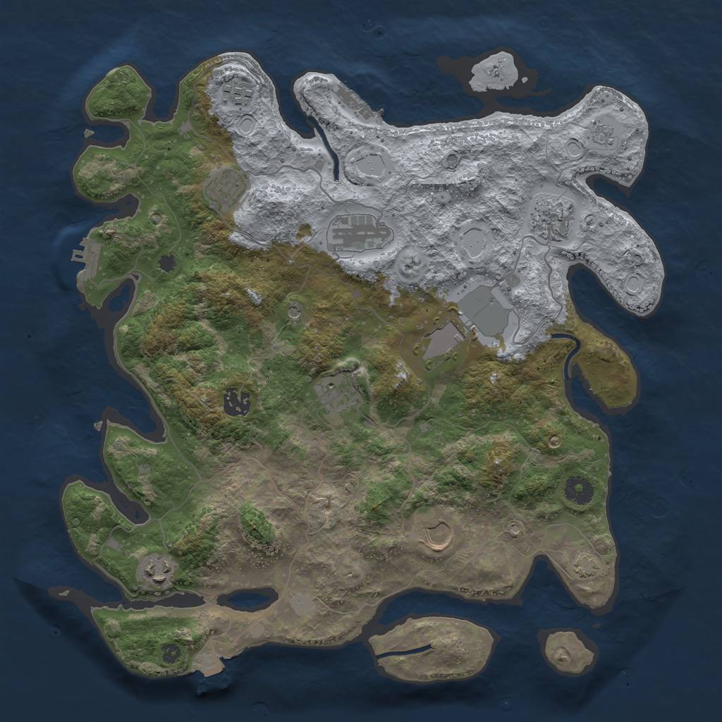 Rust Map: Procedural Map, Size: 3750, Seed: 813976259, 17 Monuments