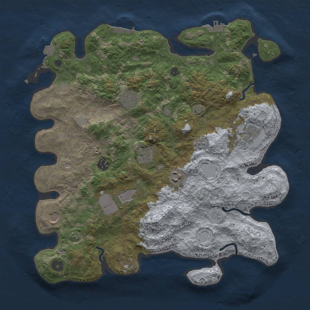 Rust Map: Procedural Map, Size: 3900, Seed: 1271132574, 16 Monuments