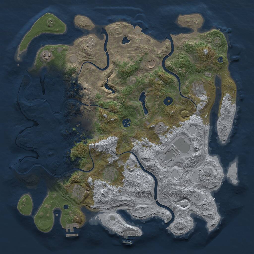 Rust Map: Procedural Map, Size: 4300, Seed: 45447006, 16 Monuments