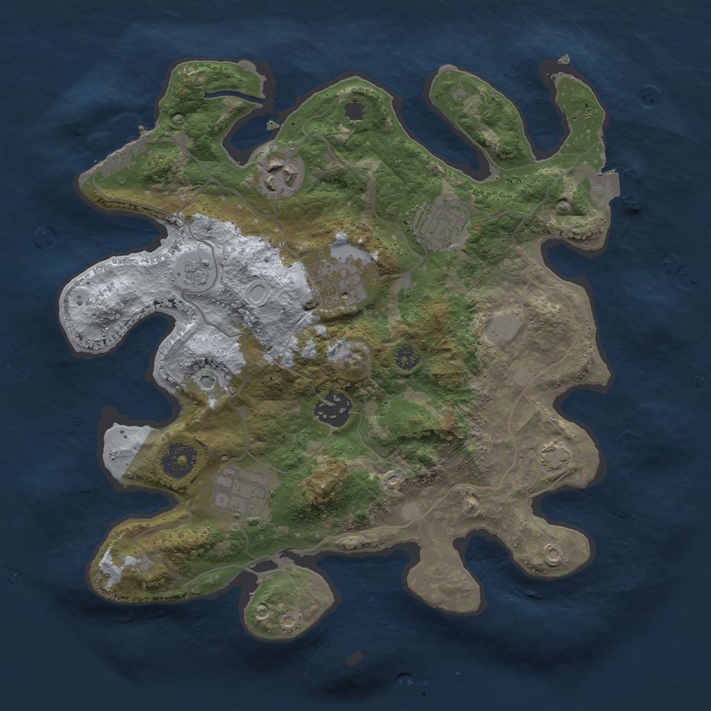 Rust Map: Procedural Map, Size: 3000, Seed: 28674, 12 Monuments