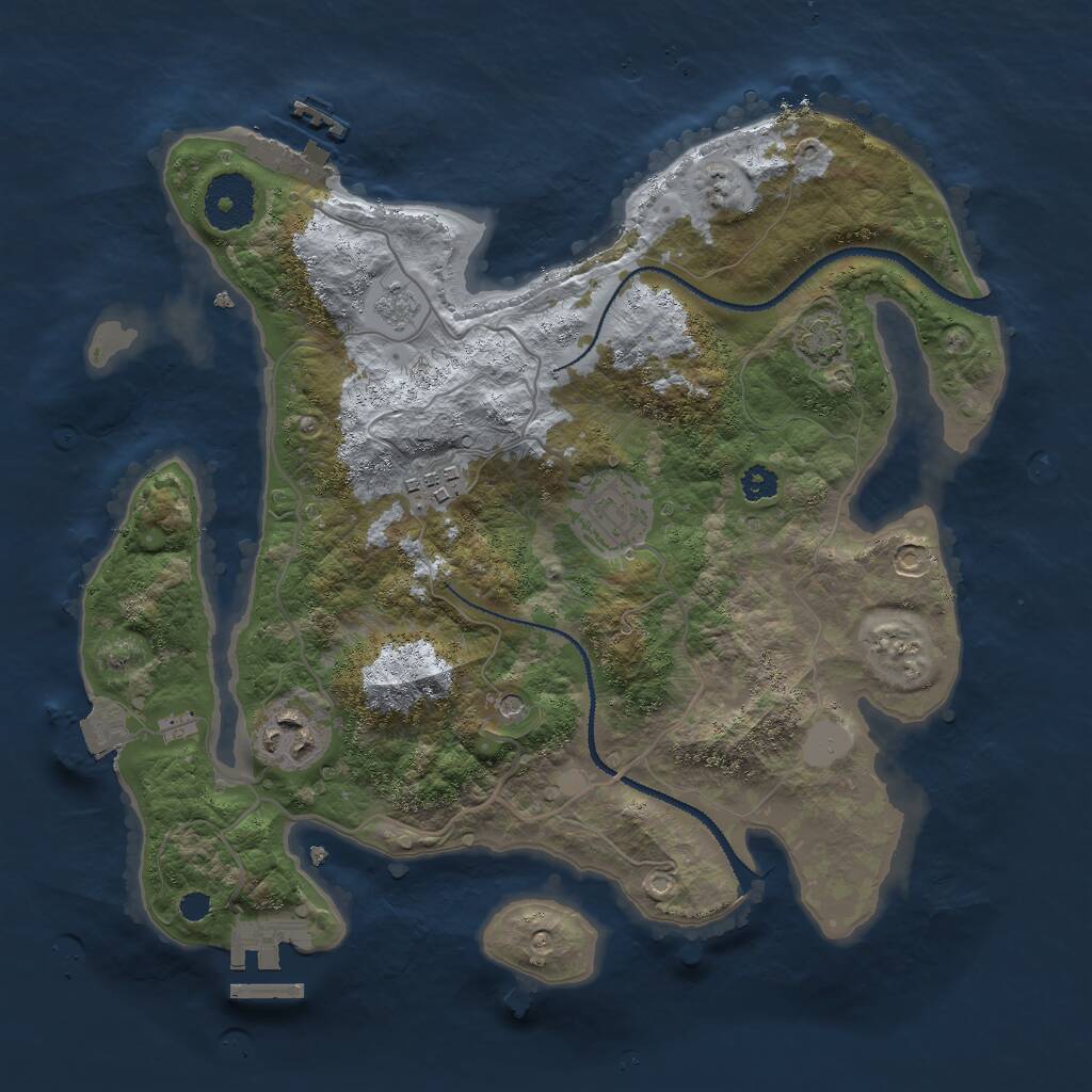 Rust Map: Procedural Map, Size: 3000, Seed: 26505, 9 Monuments