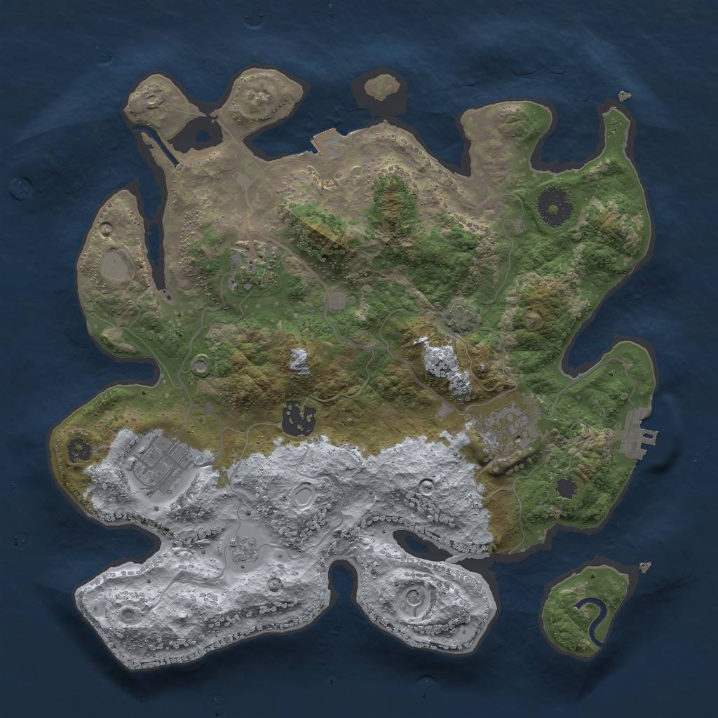 Rust Map: Procedural Map, Size: 3000, Seed: 9415, 11 Monuments