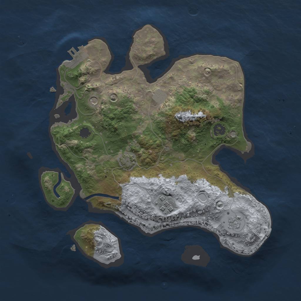 Rust Map: Procedural Map, Size: 2500, Seed: 637374, 8 Monuments