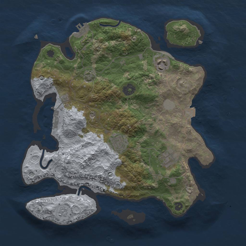 Rust Map: Procedural Map, Size: 3000, Seed: 21659, 11 Monuments