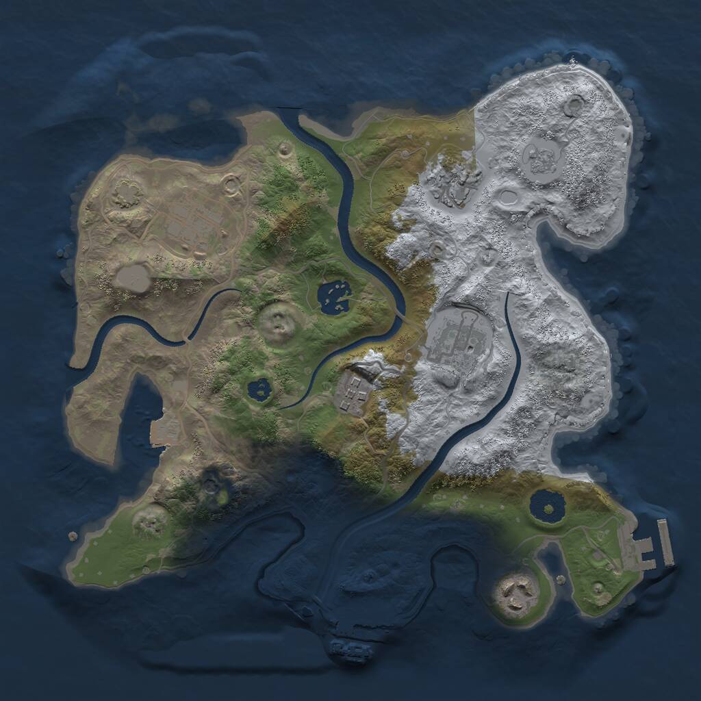 Rust Map: Procedural Map, Size: 3000, Seed: 47277670, 12 Monuments