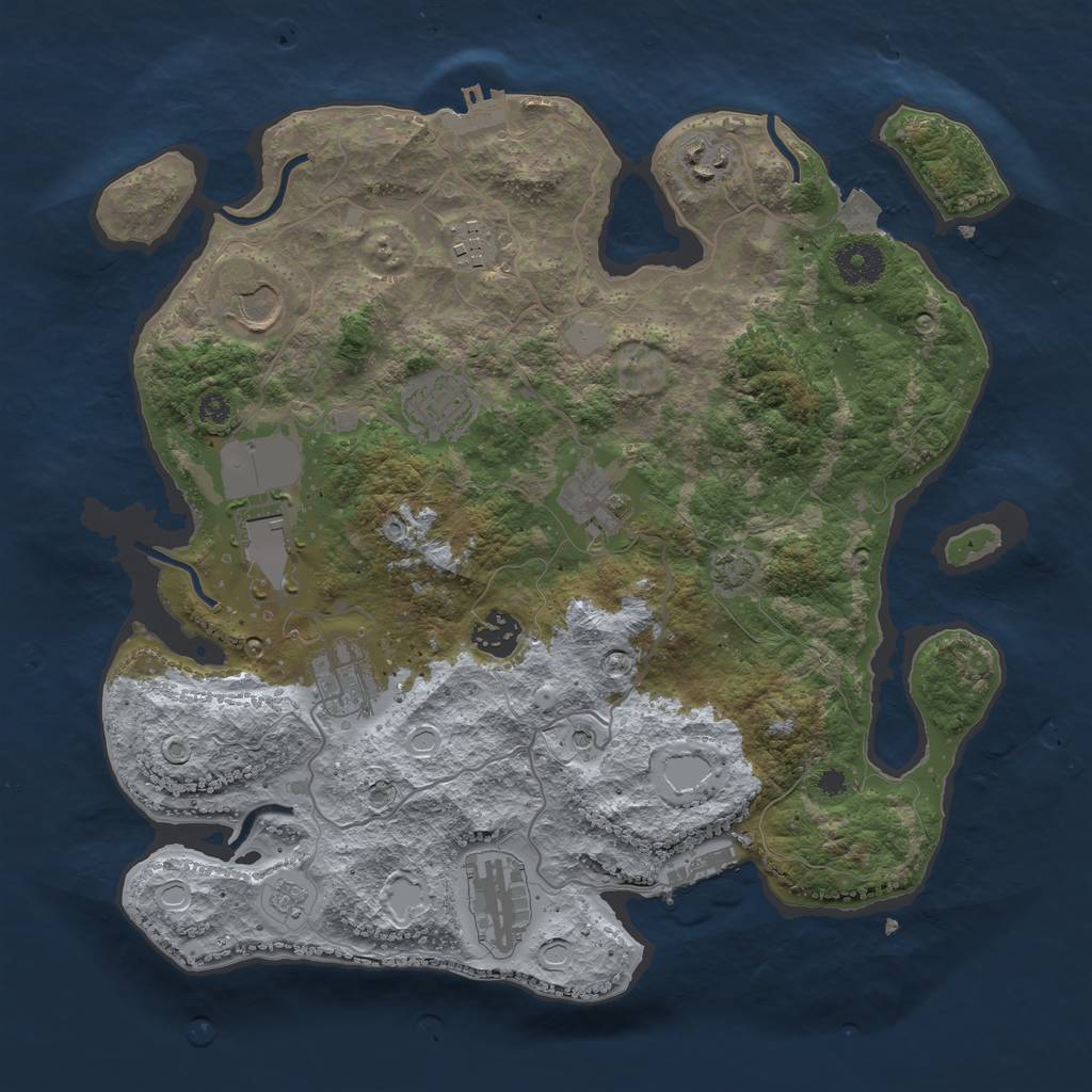 Rust Map: Procedural Map, Size: 3500, Seed: 2117327737, 17 Monuments