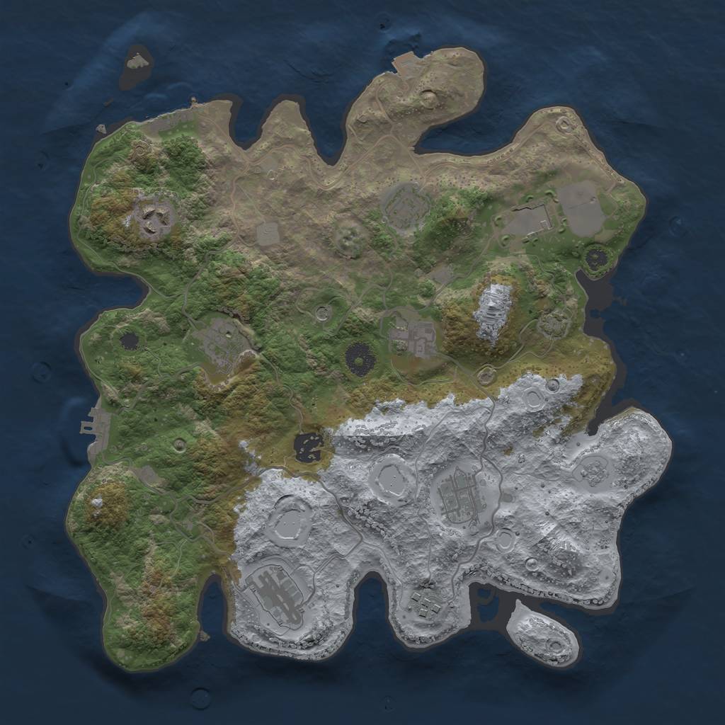 Rust Map: Procedural Map, Size: 3500, Seed: 1412487610, 17 Monuments