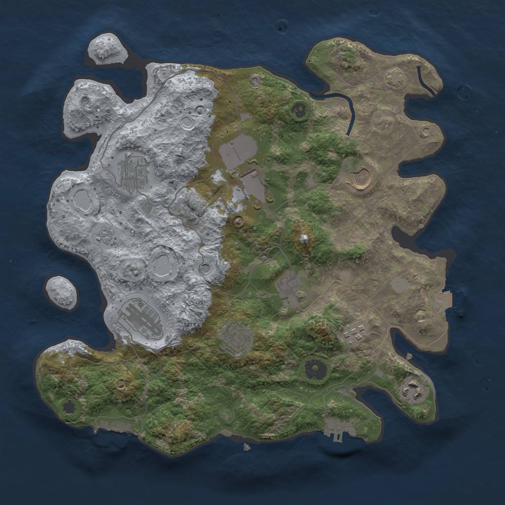 Rust Map: Procedural Map, Size: 3500, Seed: 499907563, 16 Monuments