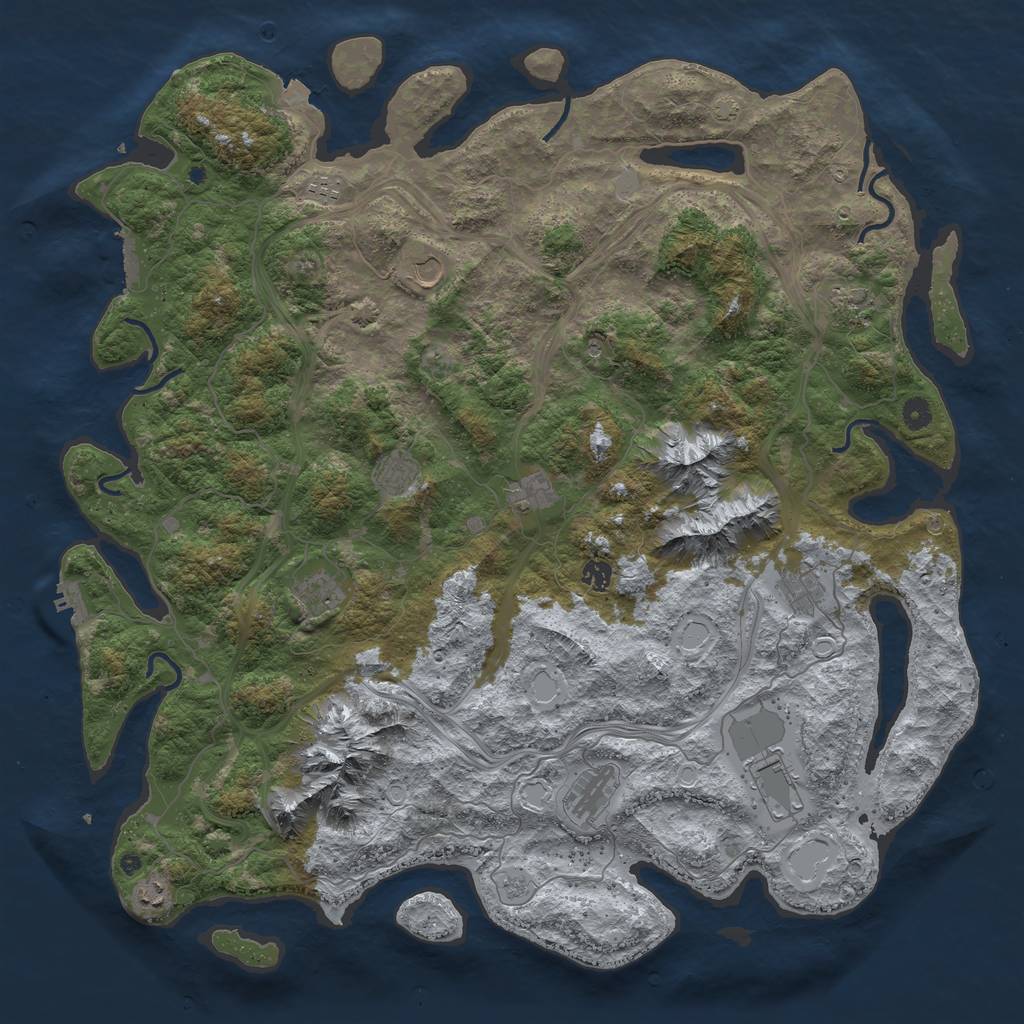 Rust Map: Procedural Map, Size: 5000, Seed: 541807, 19 Monuments