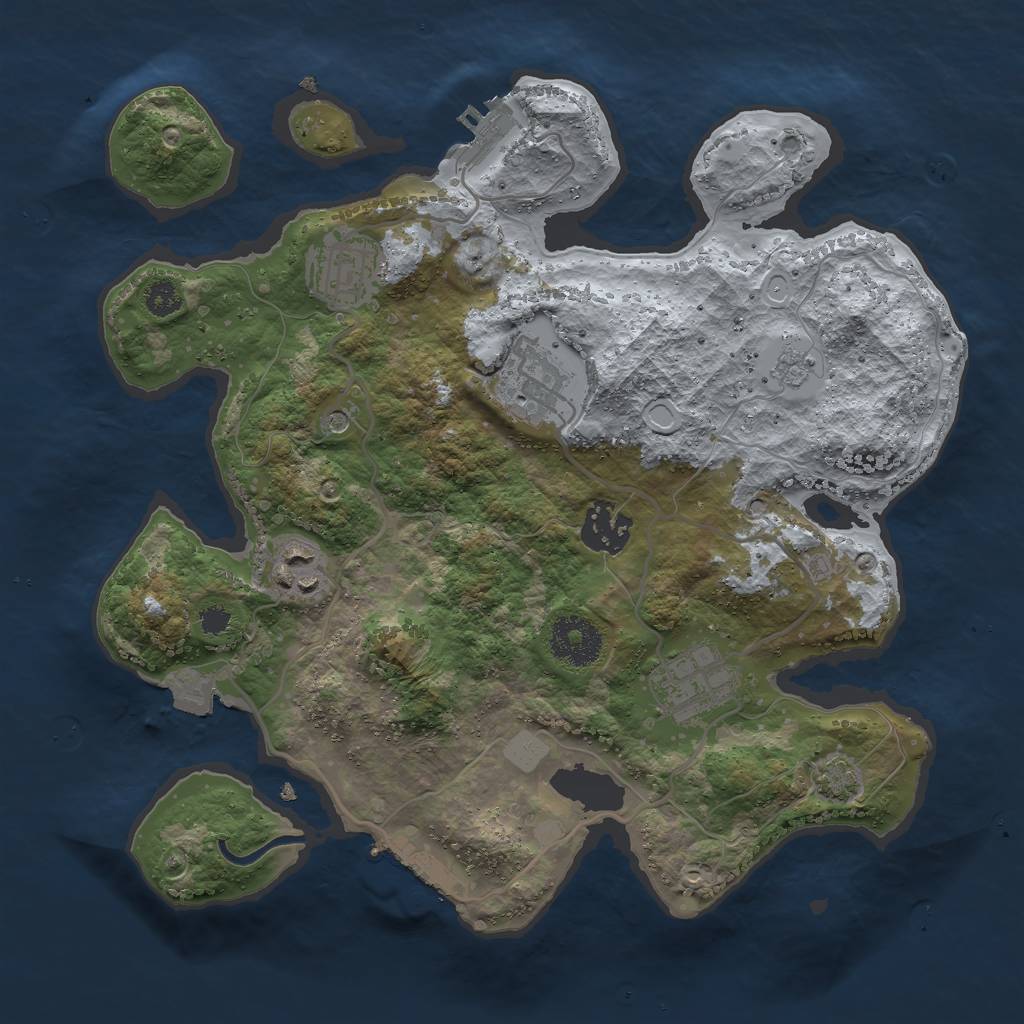 Rust Map: Procedural Map, Size: 3000, Seed: 843834820, 13 Monuments