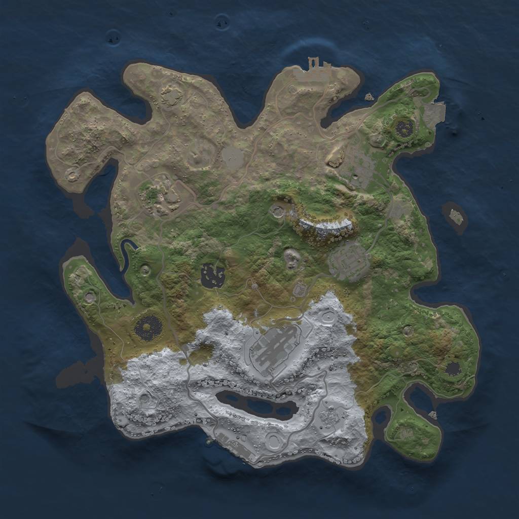 Rust Map: Procedural Map, Size: 3000, Seed: 42439, 13 Monuments