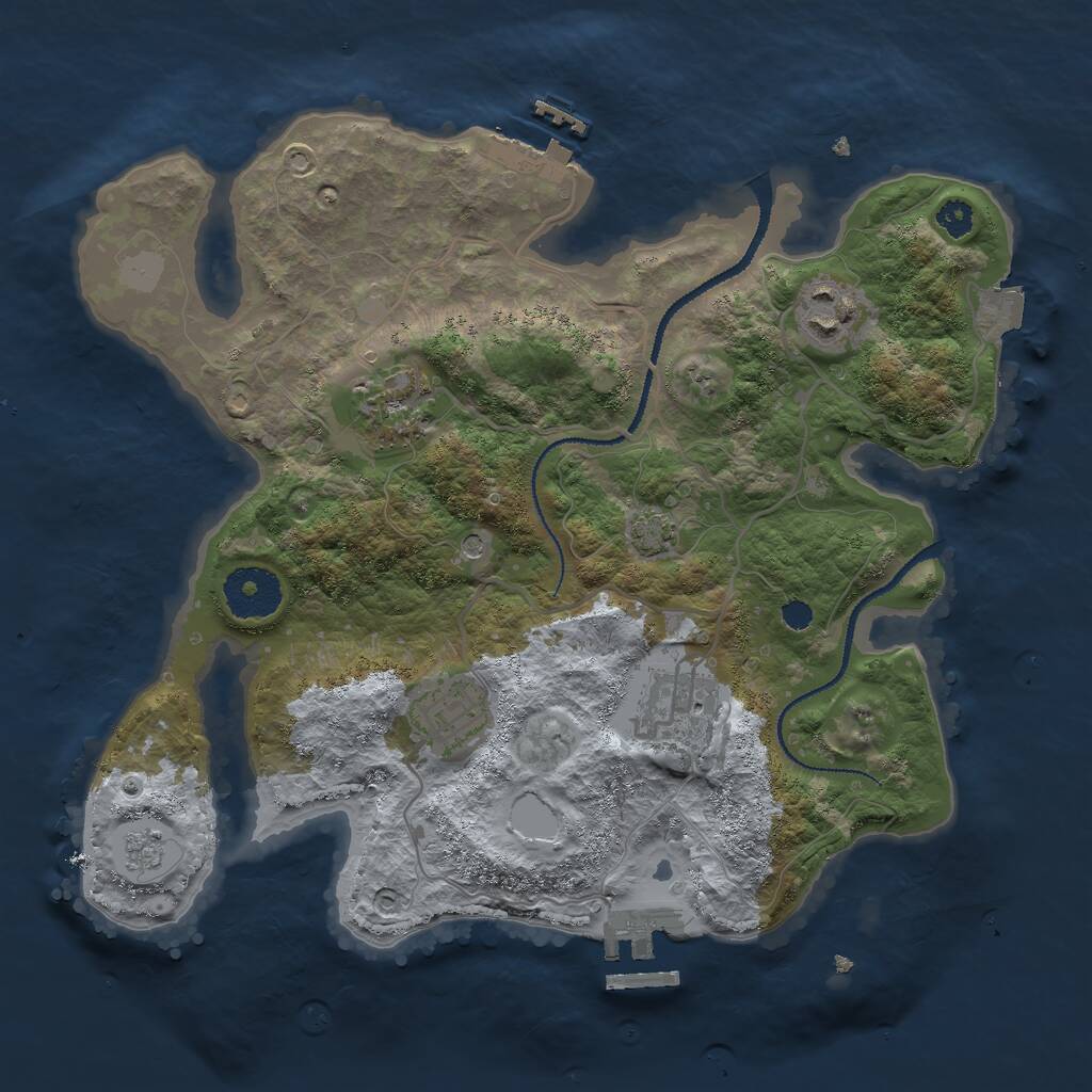 Rust Map: Procedural Map, Size: 3000, Seed: 2610837, 10 Monuments