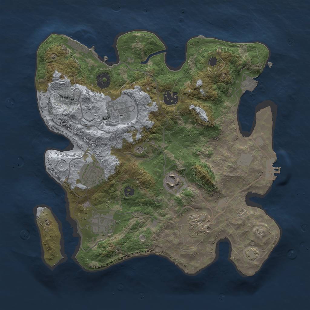 Rust Map: Procedural Map, Size: 3000, Seed: 872345, 13 Monuments