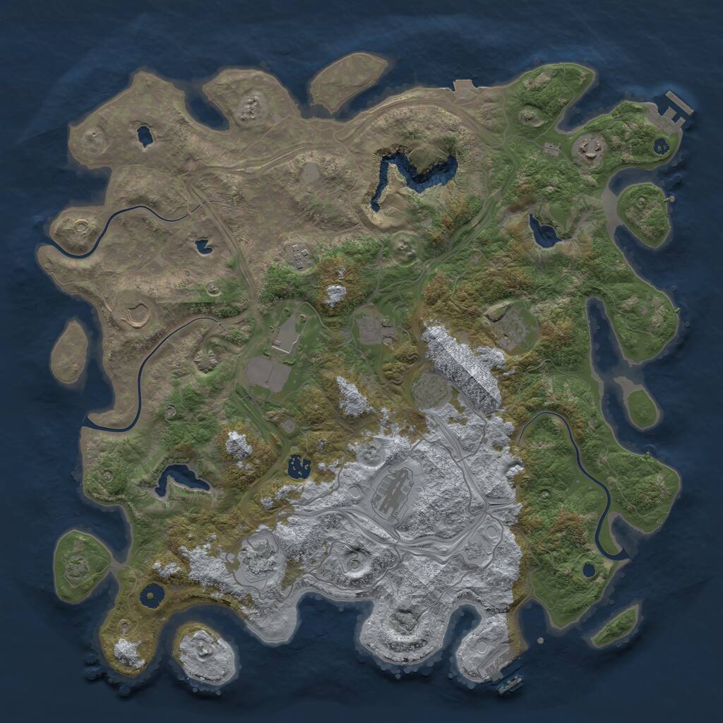 Rust Map: Procedural Map, Size: 4500, Seed: 160829525, 16 Monuments