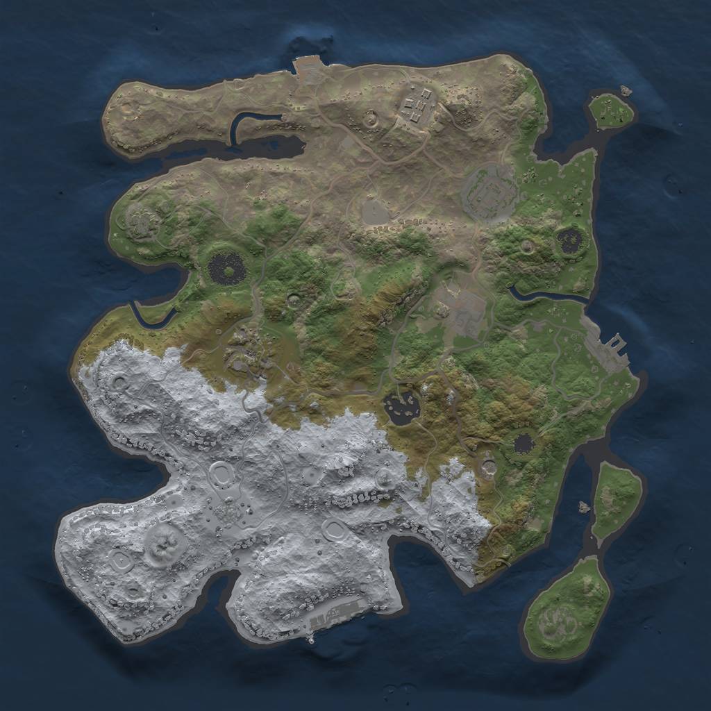 Rust Map: Procedural Map, Size: 3000, Seed: 1537392689, 13 Monuments