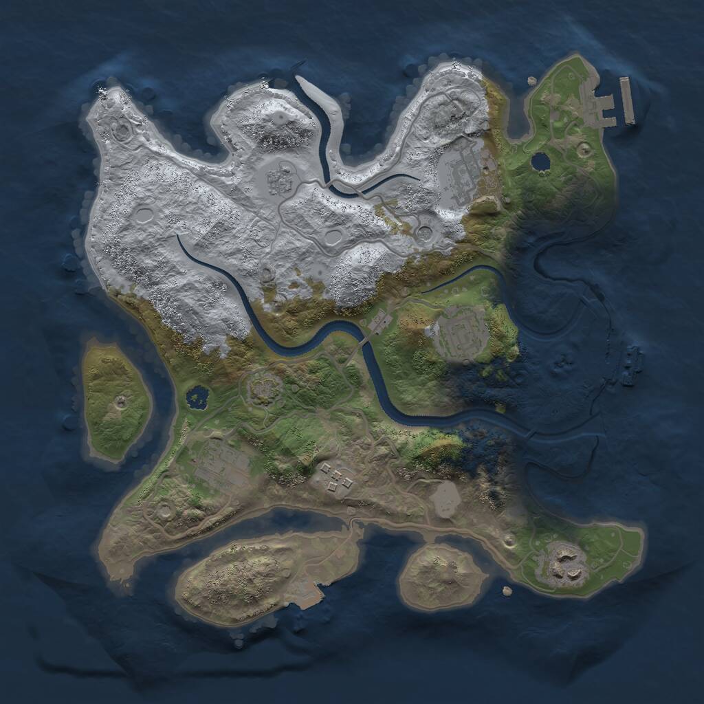 Rust Map: Procedural Map, Size: 3000, Seed: 1156115572, 11 Monuments