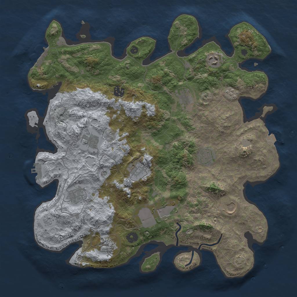 Rust Map: Procedural Map, Size: 3950, Seed: 96158584, 19 Monuments