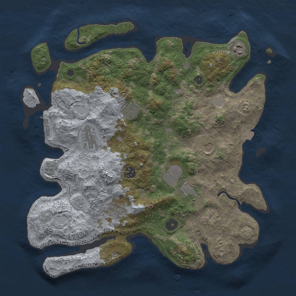 Rust Map: Procedural Map, Size: 3750, Seed: 68349519, 16 Monuments