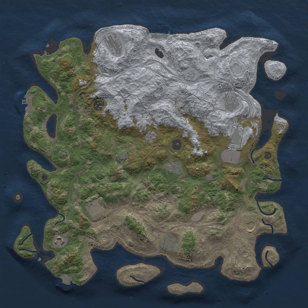 Rust Map: Procedural Map, Size: 4300, Seed: 83317877, 18 Monuments