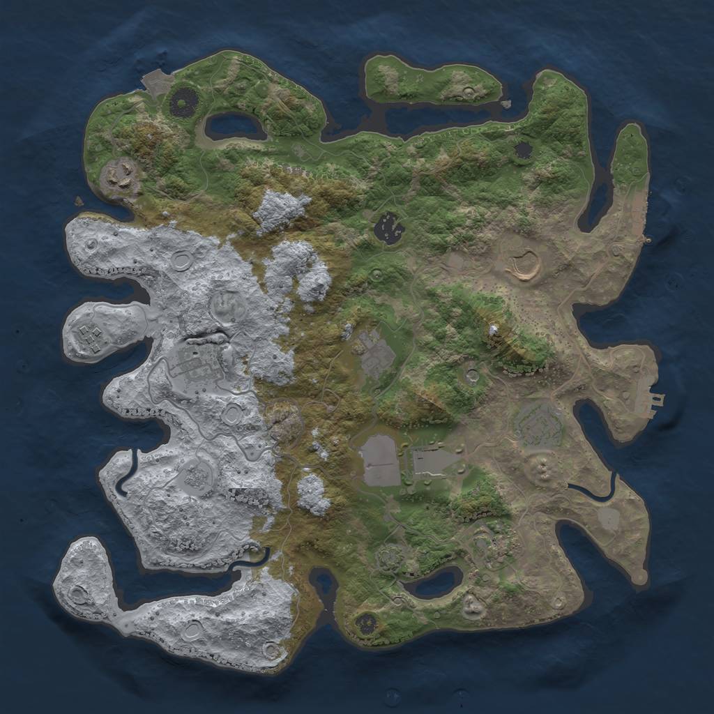 Rust Map: Procedural Map, Size: 3600, Seed: 57155598, 17 Monuments