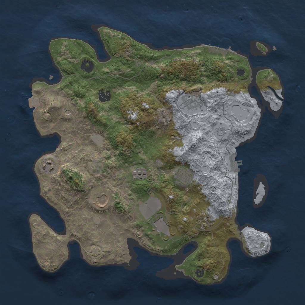 Rust Map: Procedural Map, Size: 3550, Seed: 52345357, 16 Monuments