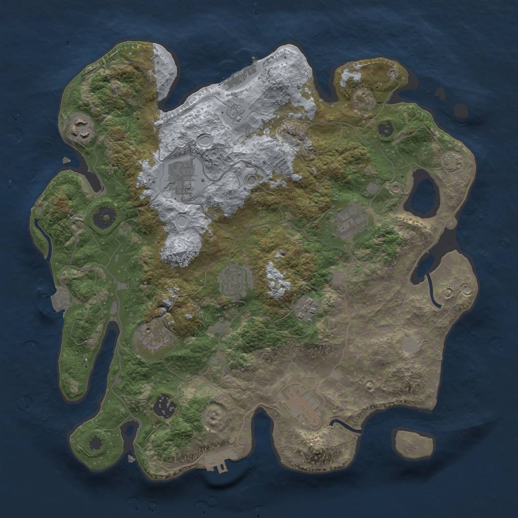 Rust Map: Procedural Map, Size: 3450, Seed: 12803929, 16 Monuments