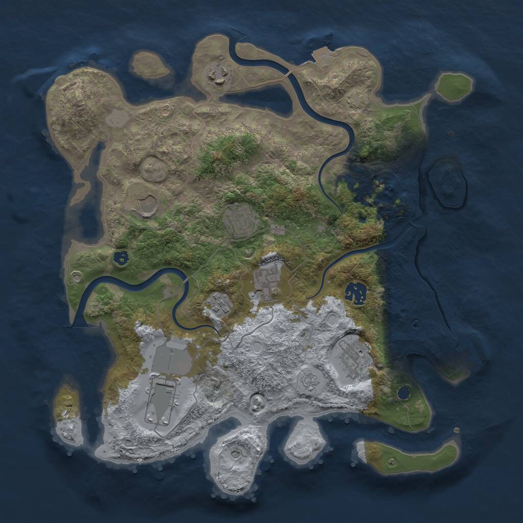 Rust Map: Procedural Map, Size: 3500, Seed: 71235059, 13 Monuments