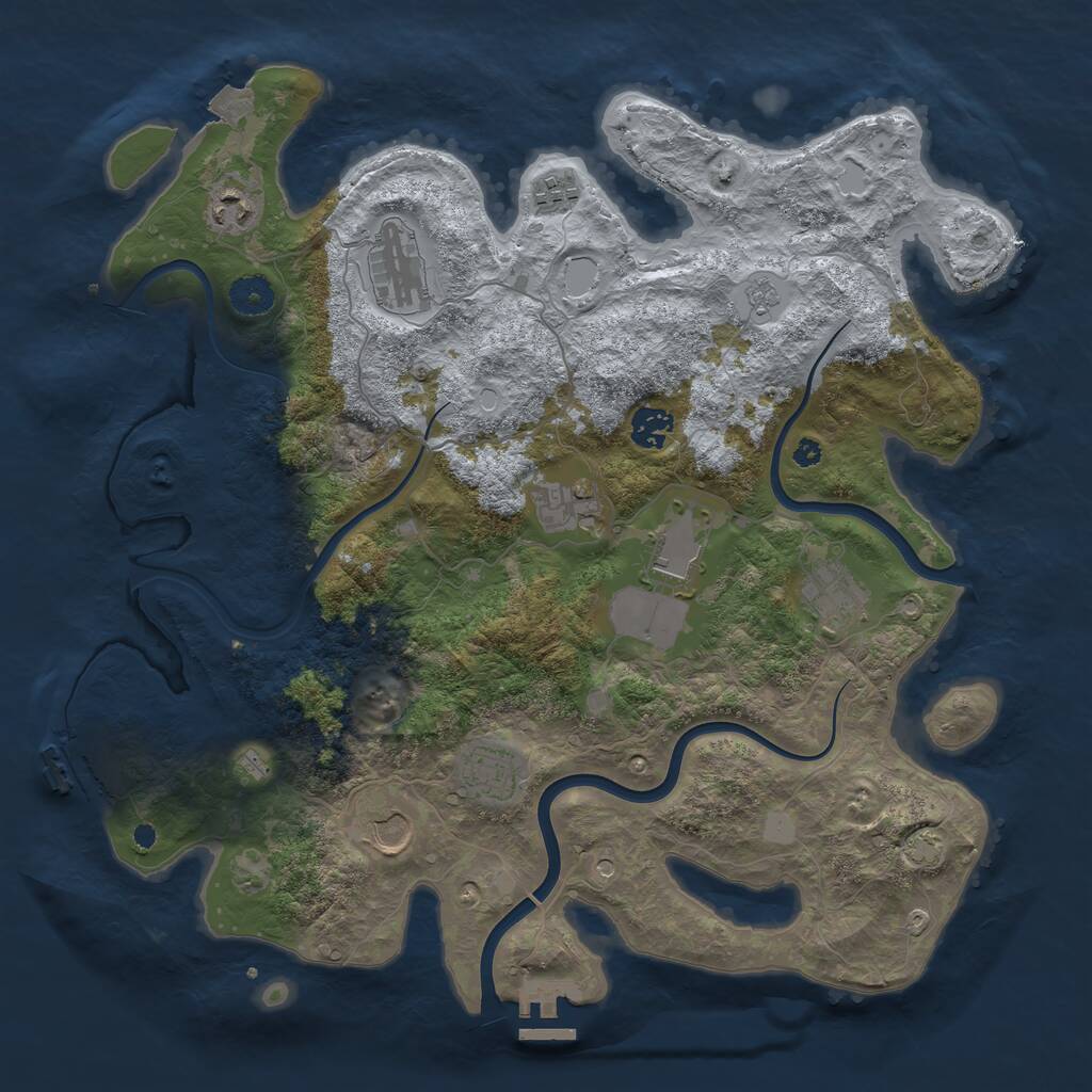 Rust Map: Procedural Map, Size: 3875, Seed: 1450273349, 15 Monuments