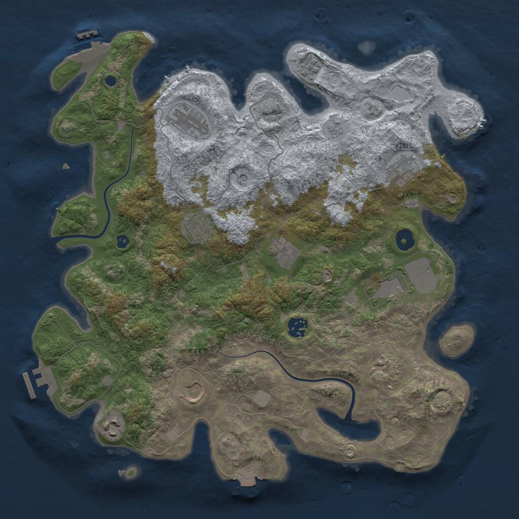 Rust Map: Procedural Map, Size: 3875, Seed: 1450273349, 16 Monuments