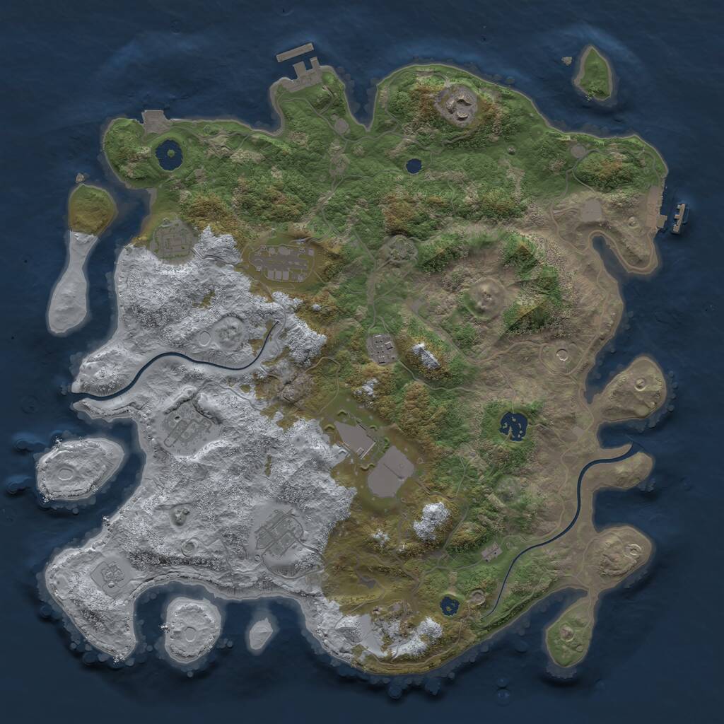 Rust Map: Procedural Map, Size: 3850, Seed: 76940011, 15 Monuments