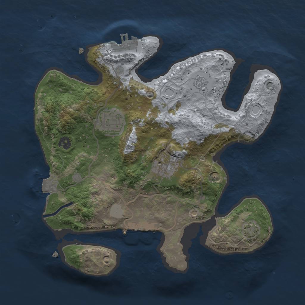 Rust Map: Procedural Map, Size: 2500, Seed: 1975926666, 9 Monuments