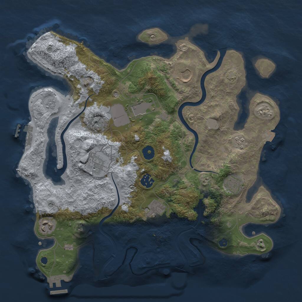 Rust Map: Procedural Map, Size: 3501, Seed: 300104517, 14 Monuments