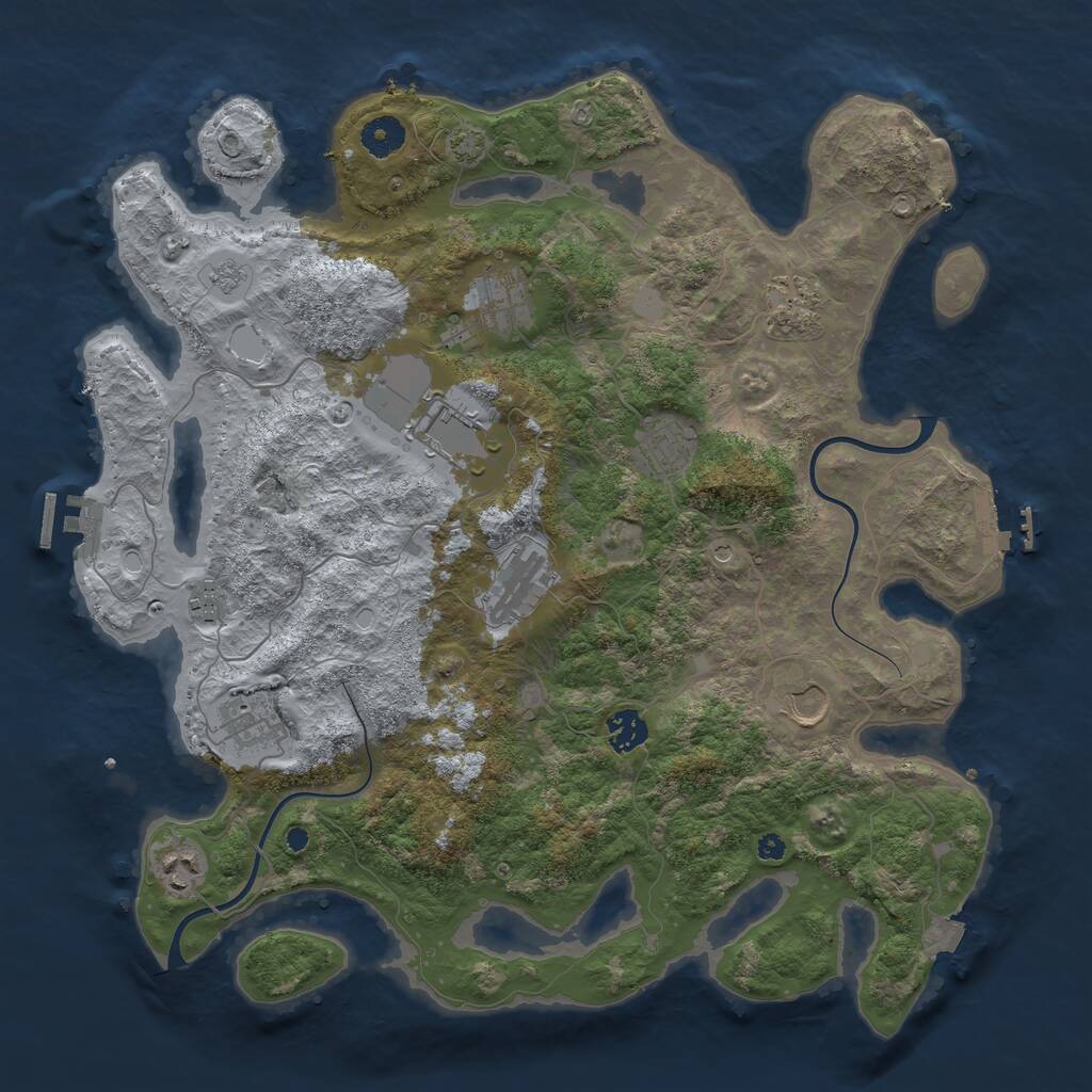 Rust Map: Procedural Map, Size: 3950, Seed: 8519176, 16 Monuments