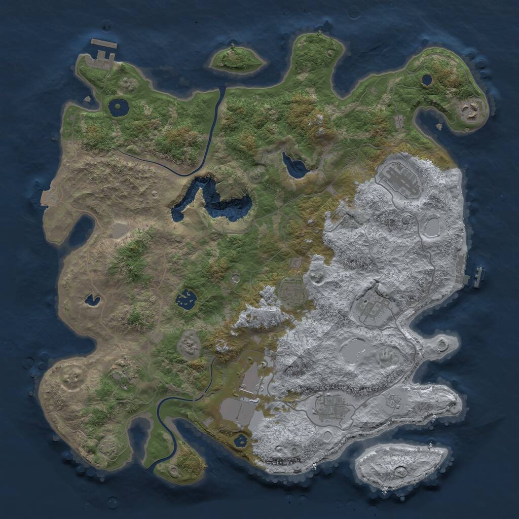 Rust Map: Procedural Map, Size: 4000, Seed: 1389829415, 14 Monuments