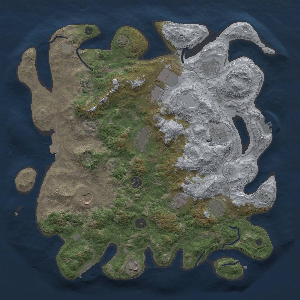 Rust Map: Procedural Map, Size: 4000, Seed: 8041985, 19 Monuments