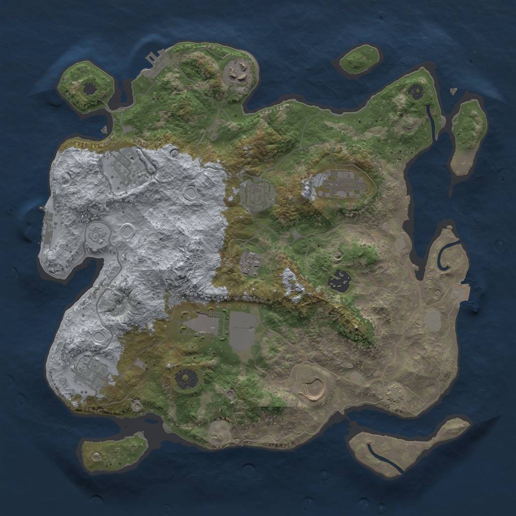 Rust Map: Procedural Map, Size: 3500, Seed: 1360841318, 16 Monuments